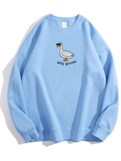 Silly Goose Cute Embroidered Oversize Sweatshirts