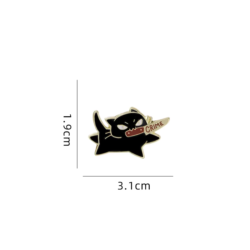Cartoon Black Cat Enamel Pin – Image 2
